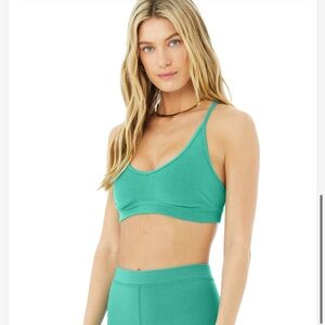 Alo Yoga Ribbed Blissful Bra Ocean Teal